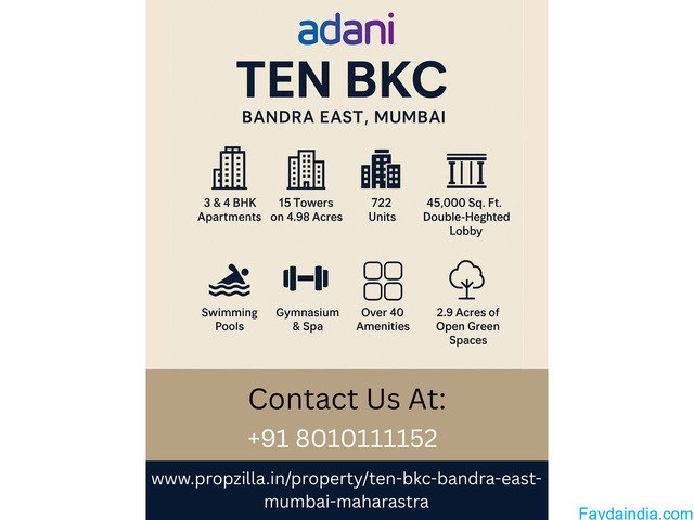 Adani Ten BKC Bandra East – Location, Floor Plan, Price & Buyer Reviews