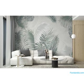 Tropical Vibes with Wild Green Gray Leaves Peel and Stick Décor