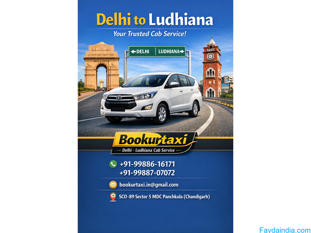 Delhi to Ludhiana Taxi | Booking Start ₹3825 - BookUrTaxi