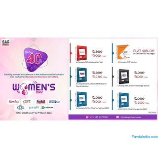 Women’s Day Exclusive: Flat 40% Off on SAG Infotech Software