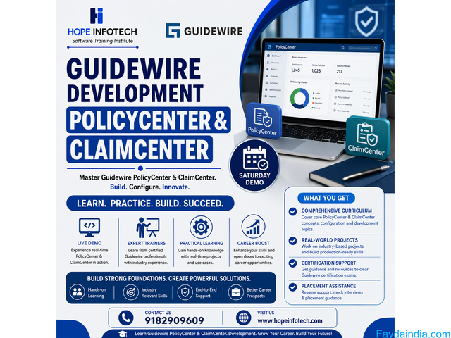 Guidewire Development Policy center & Claim Center Training – New Batch Starts