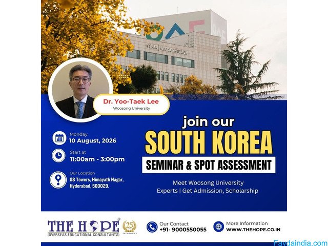 We Are Conducting Free South Korea  Seminar At 10th Aug