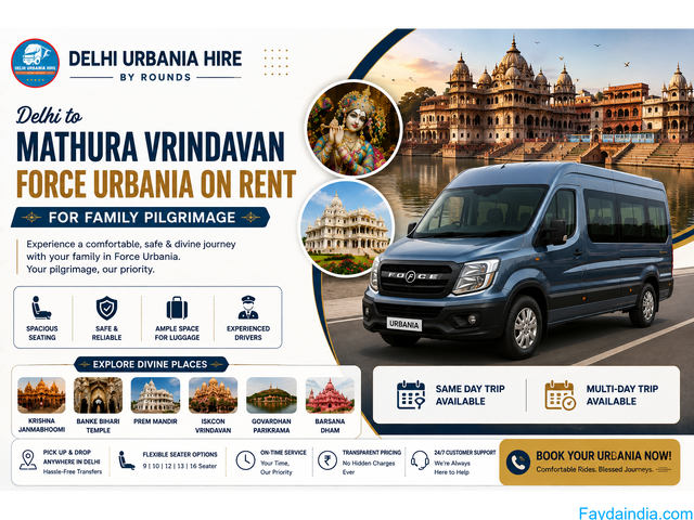 Delhi to Mathura Vrindavan Urbania Hire