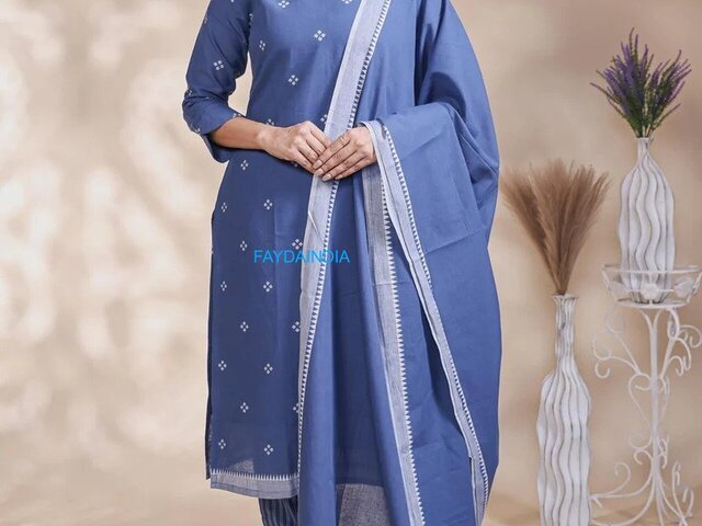 How Can a Dupatta Complete the Look of a Steel Blue Ethnic Outfit? - 3/3